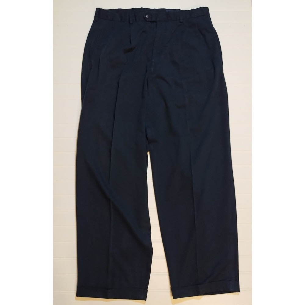 Honors Mens Navy Blue Pleated Cuffed Trousers Dress‎ Pants 34x29 (Tag 36x29)